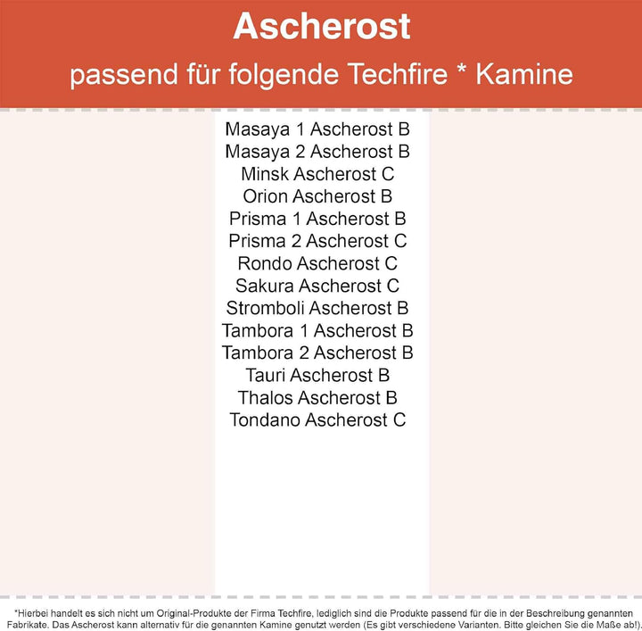 Kaminrost - Passend für Techfire Kaminöfen inkl. Modellübersicht - Ascherost Kamin aus massivem Stah