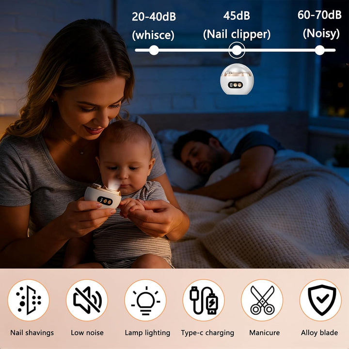 Elektrischer Nagelknipser, 3 in 1 Automatischer Elektrischer Nagelfeile mit LED-Licht, Wiederaufladb