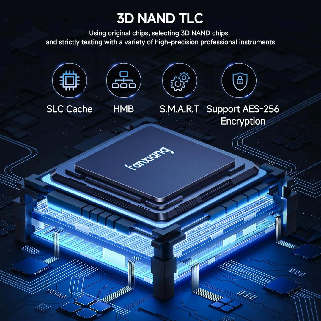 fanxiang NVMe M.2 SSD 1 TB mit Kühlkörper bis zu 7300 MB/, PCIe Gen4x4 2280 NVMe 1.4, TLC SSD mit SL
