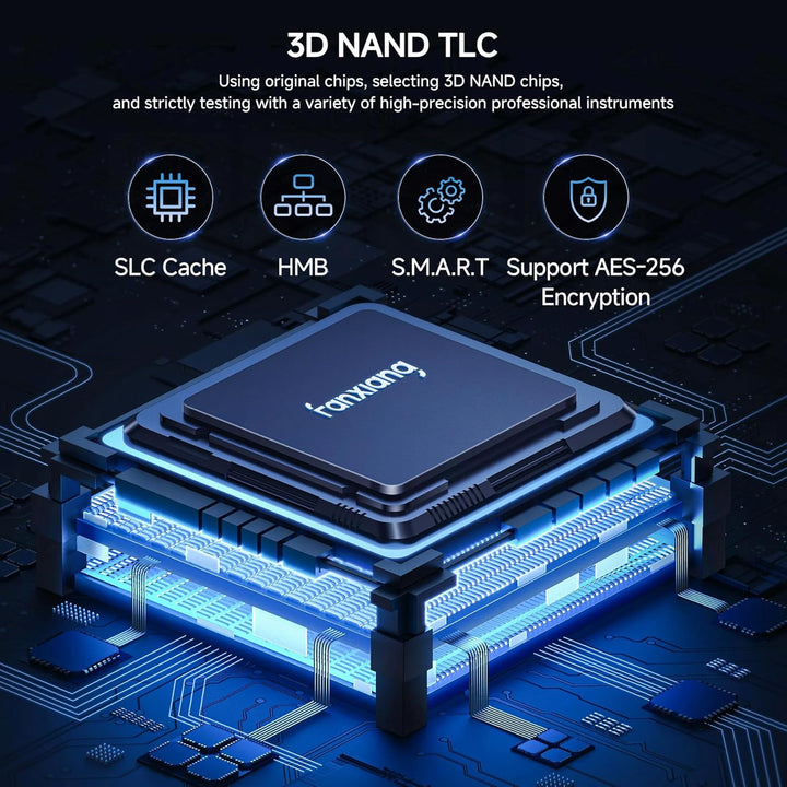 fanxiang NVMe M.2 SSD 1 TB mit Kühlkörper bis zu 7300 MB/, PCIe Gen4x4 2280 NVMe 1.4, TLC SSD mit SL