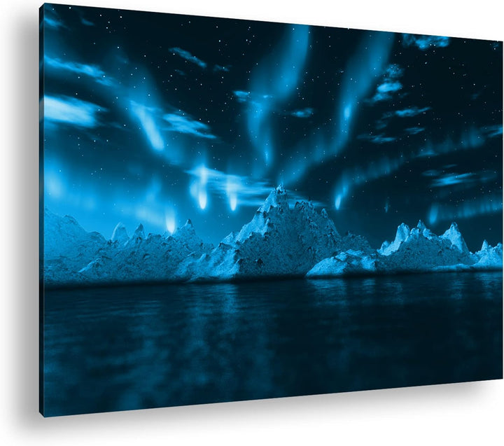 deyoli atemberaubender Polarlichter Format 80x60 Effekt: Monocrome Blau als Leinwandbild, Motiv fert