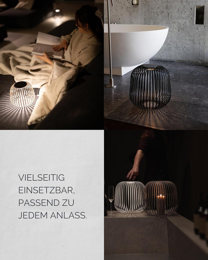 LUUK Studio Kabellose Solar Tischleuchte in minimalistischem Design, aufladbarer Akku via USB-C und