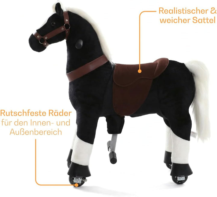 Reitpferd auf Rollen Klein, 3-5 Jahre, Schaukelpferd, Schwarz