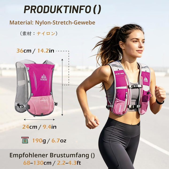 TRIWONDER 5L Ultraleichter Trinkrucksack, Trinkweste, Hydration Pack Fahrradrucksack mit 1.5L Trinkb