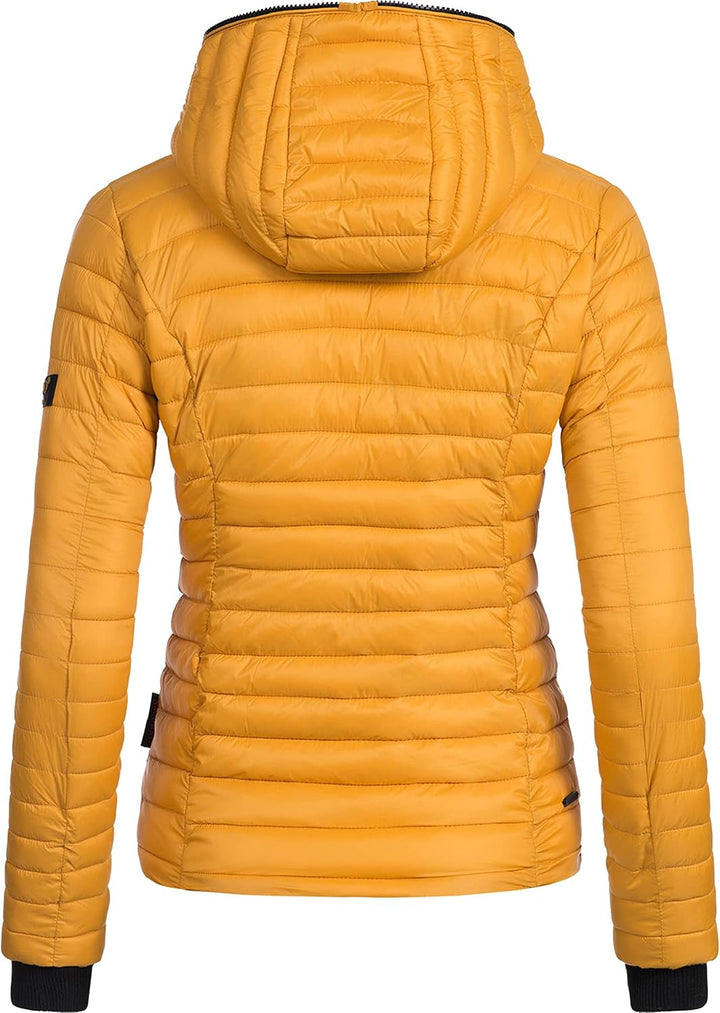 Navahoo Damen Damen leichte Übergangsjacke Steppjacke mit Kapuze Kimuk XS-XXL XS Gelb, XS Gelb