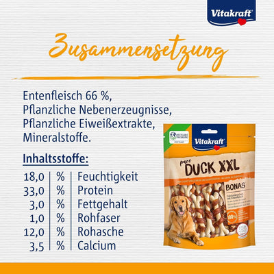 Vitakraft Entenfleischstreifen XXL, Hundesnack mit magerem Entenfleisch, im wiederverschliessbaren X