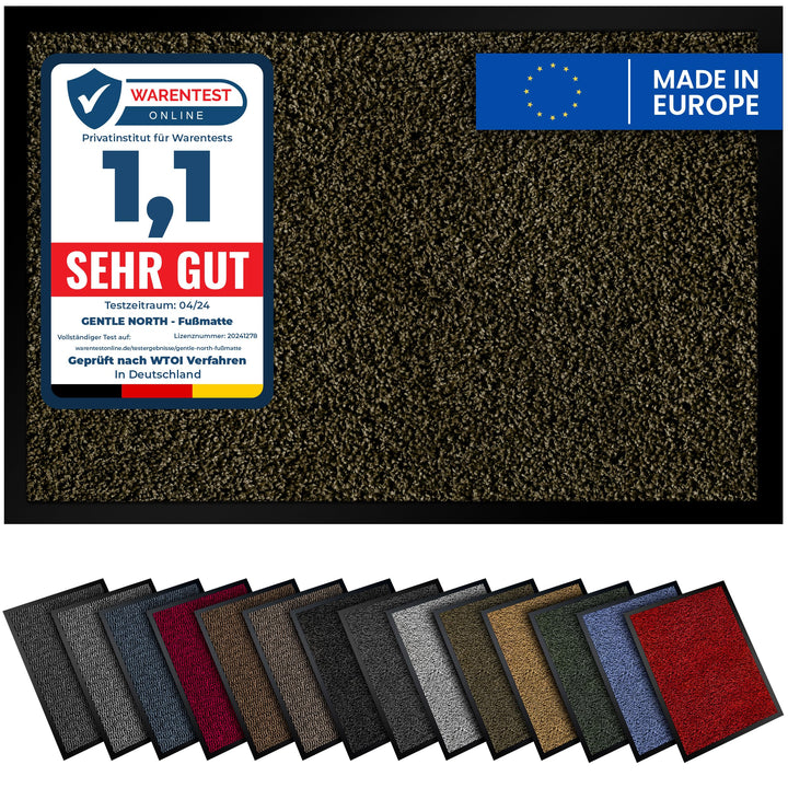 Gentle North Hochwertige Fussmatte Dunkelbraun 50x75cm gross für Innen & Aussen - Schmutzfangmatte r