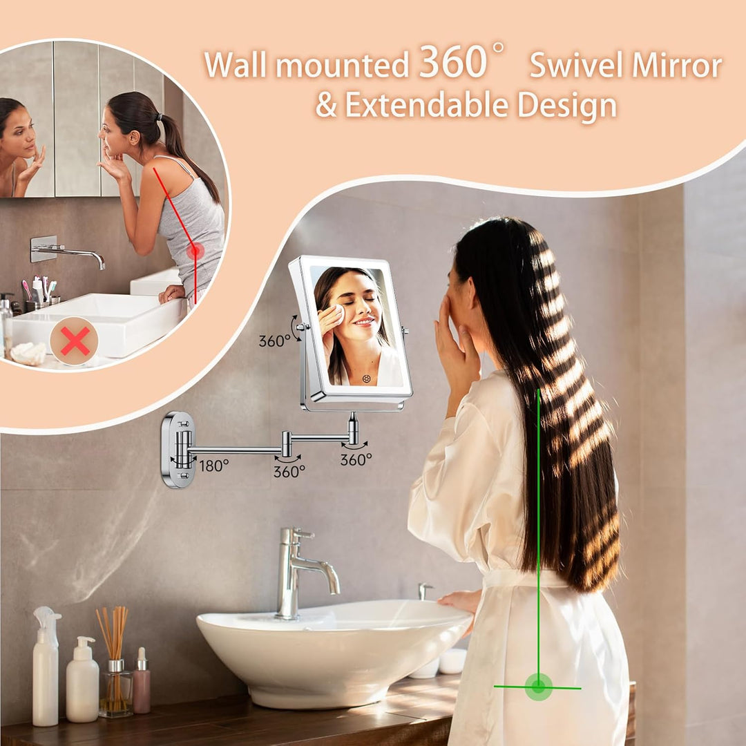 Famihomii 5000mAh Wiederaufladbar Kosmetikspiegel mit LED Beleuchtetung, Schminkspiegel mit 1-/30X V