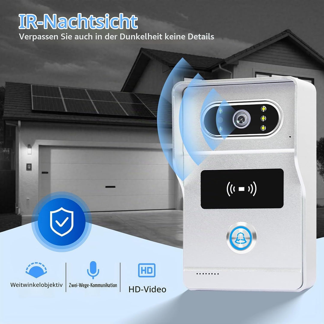 2 Draht WLAN Kabellose Video Türsprechanlage, 1080P HD 7 Zoll Touchscreen Video Intercom System für