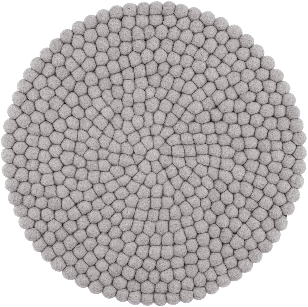 myfelt Filzkugel Sitzauflage Stuhlauflage - Luis - rund, Ø 36 cm, Grau Hellgrau, Hellgrau
