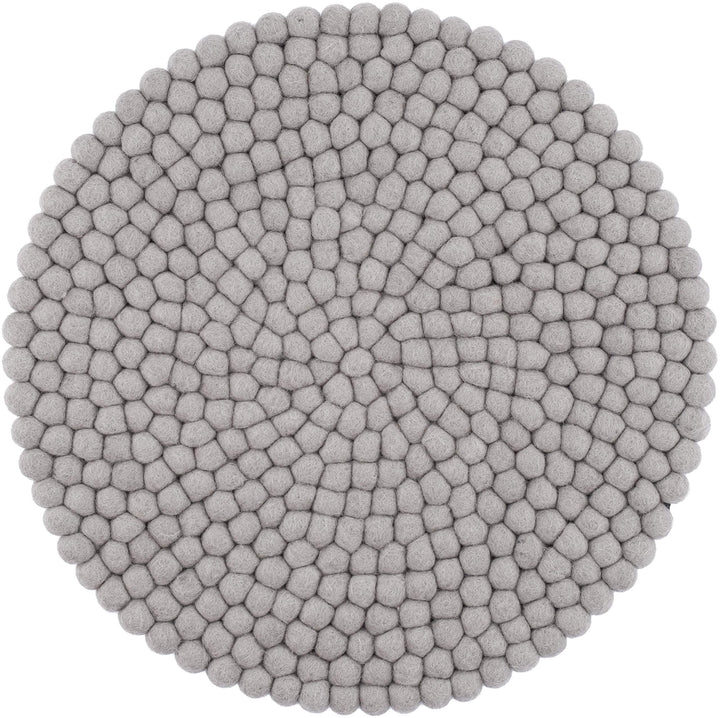 myfelt Filzkugel Sitzauflage Stuhlauflage - Luis - rund, Ø 36 cm, Grau Hellgrau, Hellgrau