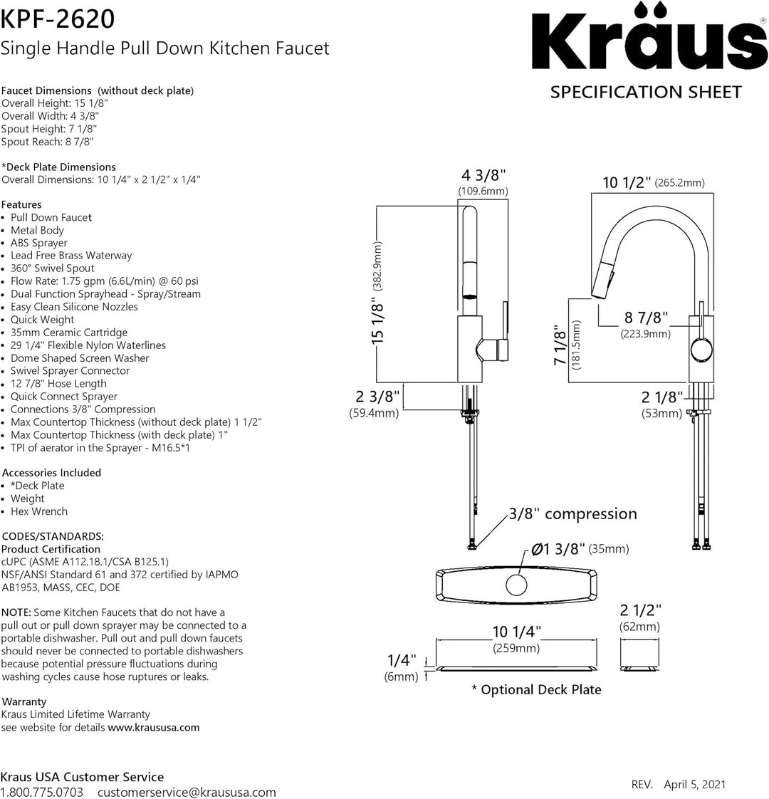 KRAUS Oletto Pull-Down-Einhand-Küchenarmatur mit QuickDock Top Mount Installation Montage Montage in