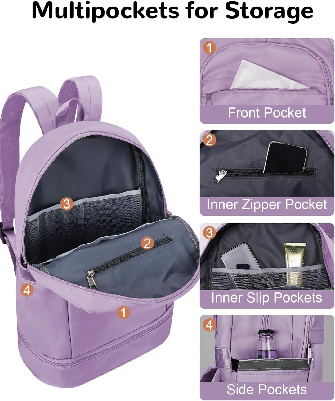 28L Reiserucksack Herren Damen, Schwimmrucksack mit Nasser Taschen, Wasserdichter Sportrucksack mit