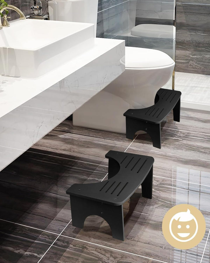 RayLove Toilettenhocker, WC Trittbrett aus Holz mit Anti Rutsch Pads, 35 Grad strapazierfähiger C-fö