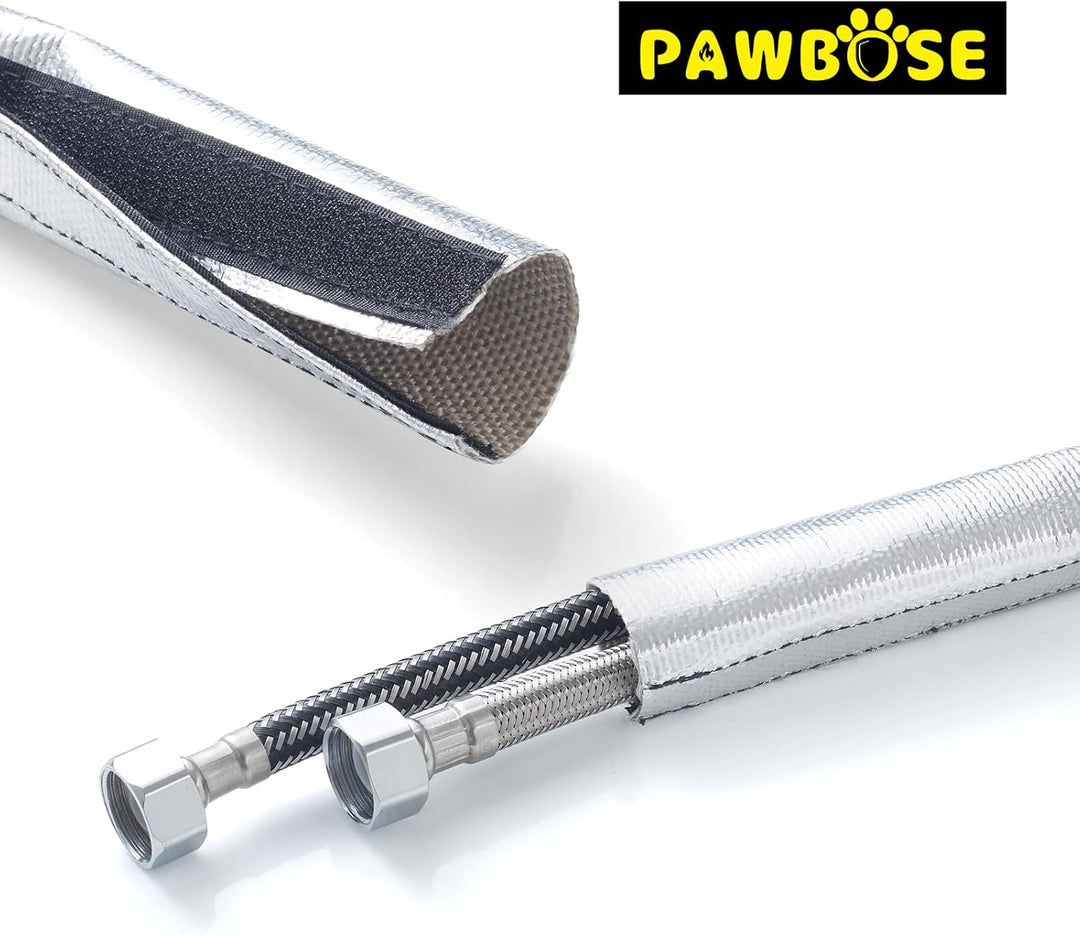 PAWBOSE Aluminisierte Hitzeschutzhülle 300 x 9.6 cm Hitzeschutz für Kraftstoffleitungskabel (ohne Ka