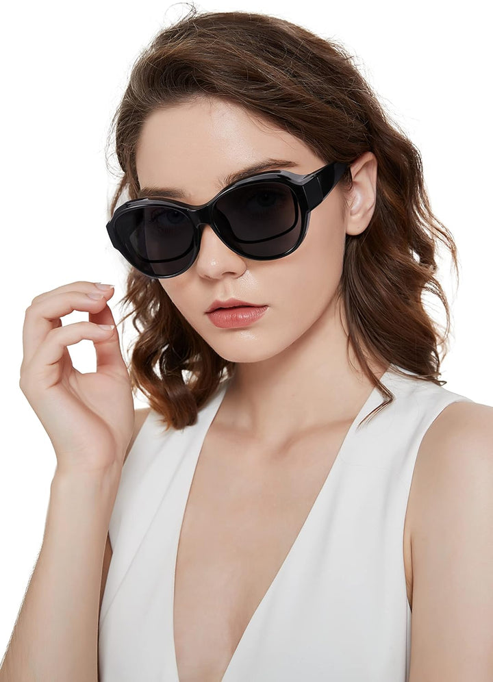 LVIOE Polarisiert Überzieh-Sonnenbrille Damen Herren Fit Over Sonnenbrille zum Aufstecken UV400 Schu