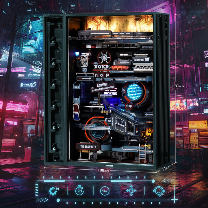 ROKR Kugelbahn Last City 3D Puzzle Erwachsene Modell Gaming Deko Setup Erweiterungsfähige Kits Cyber