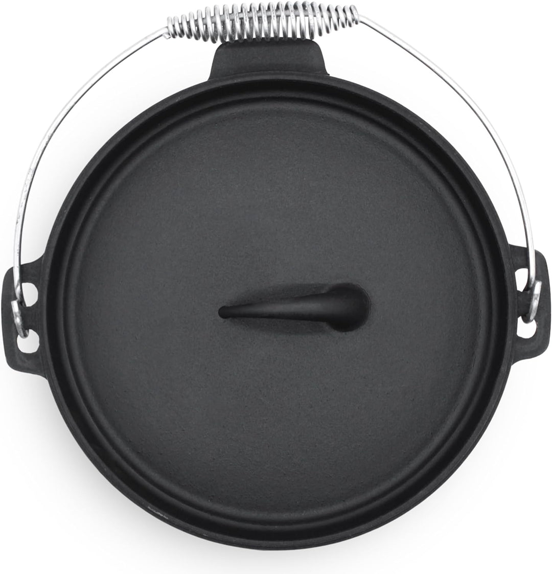 Spetebo Dutch Oven 25 cm - Gusseisen Feuerkessel mit Tragegriff - Feuer Koch Topf Bräter, Dutch Oven