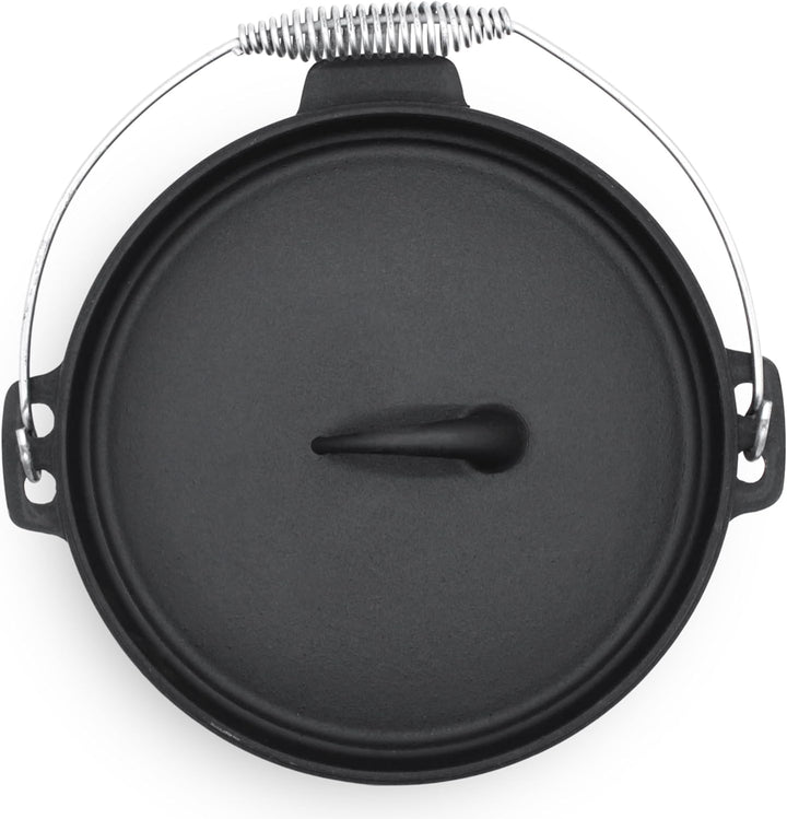 Spetebo Dutch Oven 25 cm - Gusseisen Feuerkessel mit Tragegriff - Feuer Koch Topf Bräter, Dutch Oven