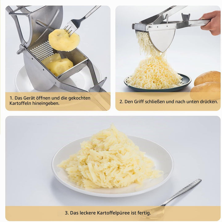 Kartoffelpresse Edelstahl Guter Griff, Kartoffelstampfer Edelstahl Profi Stampfer Küchenwerkzeug Obs