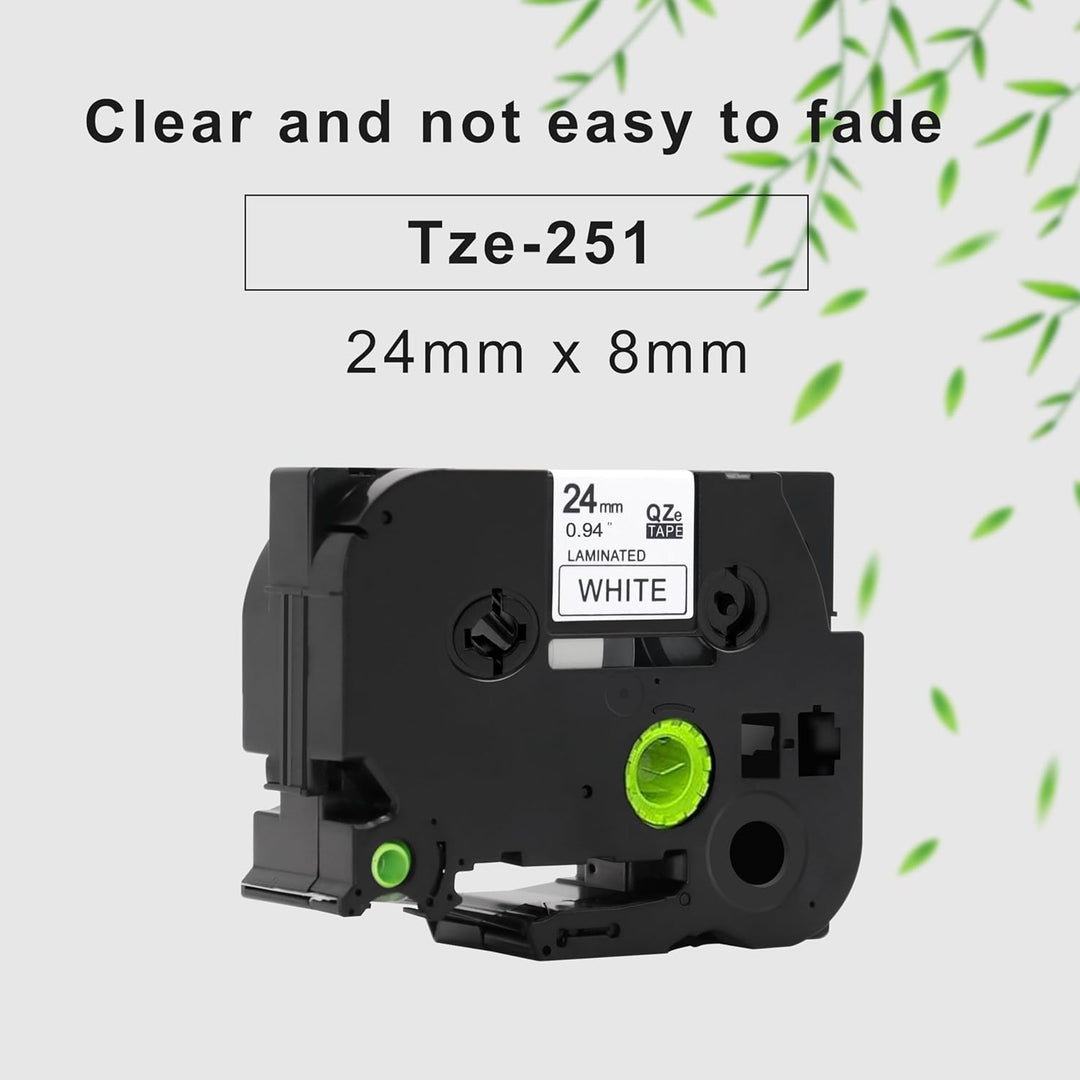 Molabel 10pack TZe-251 Black on white compatible with Brother equipment tape for Applicable model: B