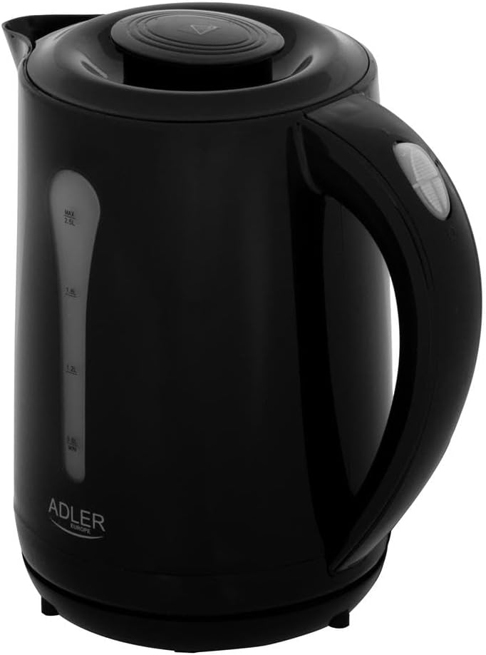 ADLER EUROPE AD 1244 Wasserkocher, 2,5 L Fassungsvermögen, 2200W, Automatische Abschaltung, Schwarz