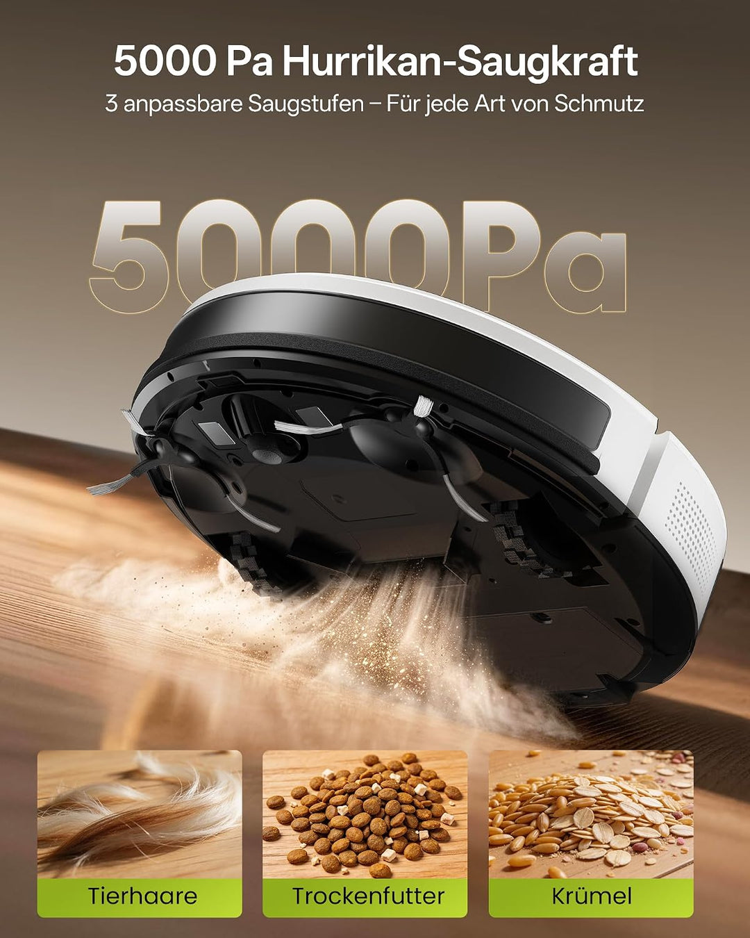 Vexilar W8 Saugroboter mit Wischfunktion, 2600Pa & 130 Min Laufzeit Staubsauger Roboter, Gyroskop-Na