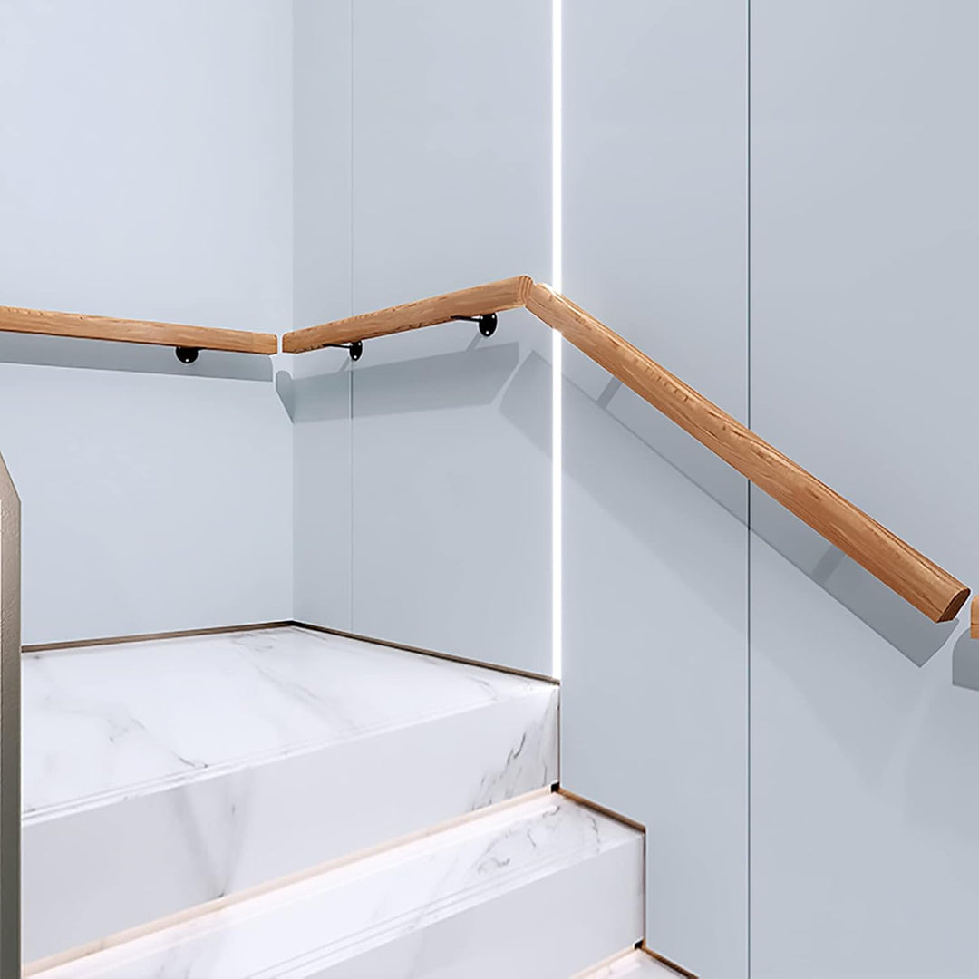 Handläufe für Treppen 30-600cm Holzhandlauf mit Halterungen, Rutschfeste Treppengeländer Stützstange