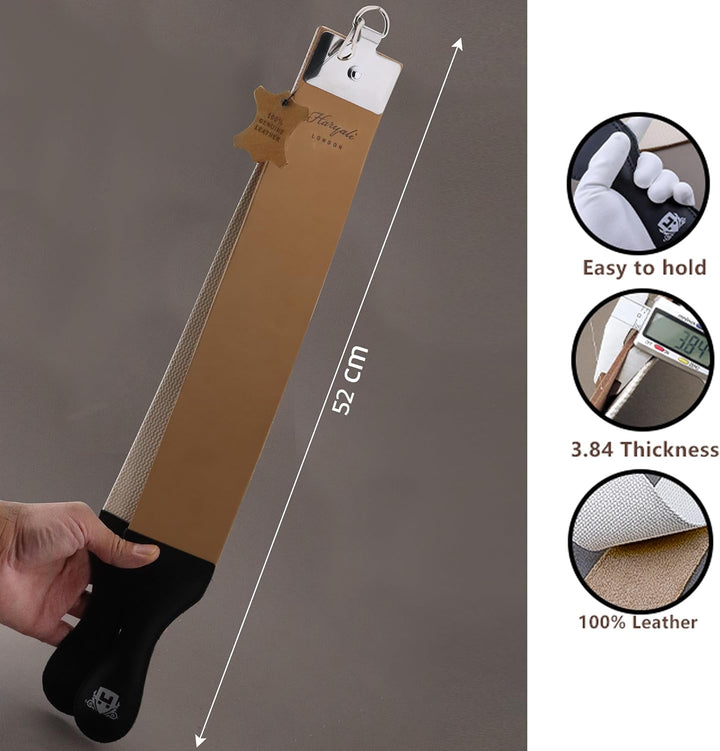 Doppelseitiger Streichriemen aus reinem Rindsleder, XL Perfekt für Rasierer und Messer.