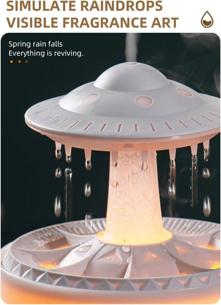 ThreeH UFO Design äTherische öLe Diffuser & Luftbefeuchter mit Regentropfen Effekt 7 Farben Licht fü