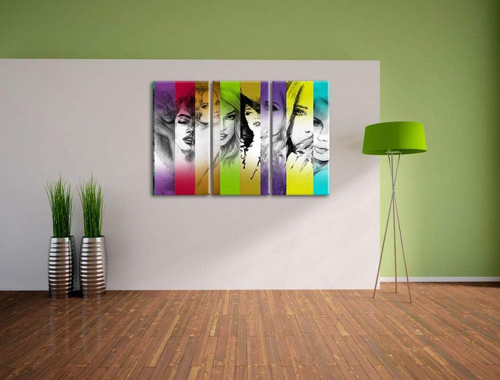 die vielen Geischter der Frau schwarz/weiss 3-Teiler Leinwandbild 120x80 Bild auf Leinwand, XXL ries