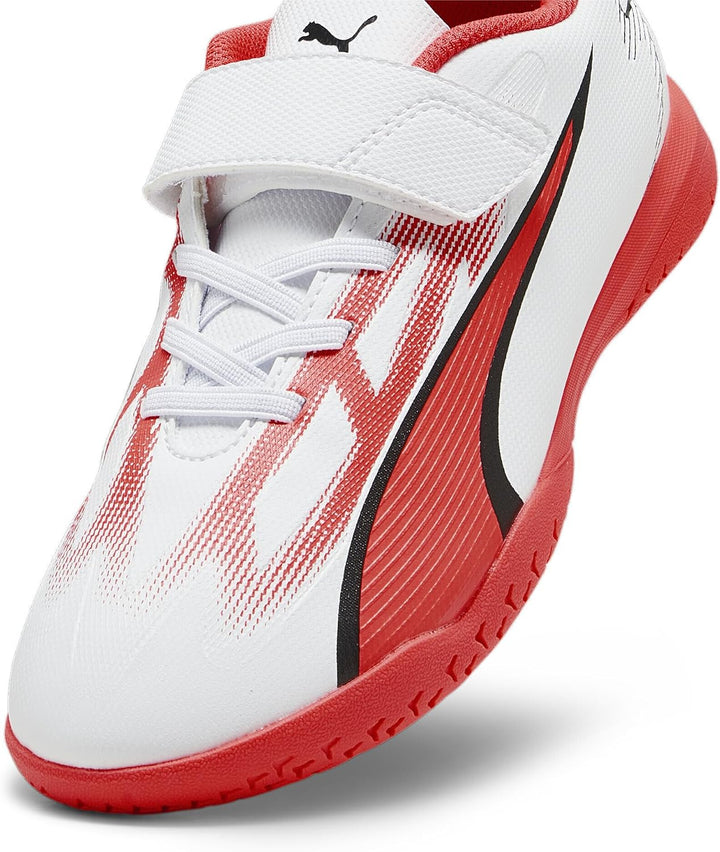 PUMA Unisex Kinder Ultra Play It V Jr Fussballschuh 30 EU Puma White Puma Black Fire Orchid, 30 EU P