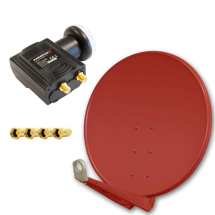 Premium X DELUXE100 Satellitenantenne 100 cm Aluminium in Ziegelrot Offset Antenne HDTV 3D 4K Deluxe