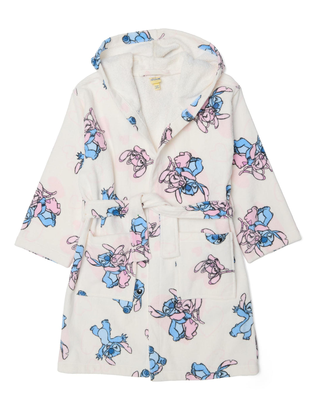OVS Kids Weisser Mädchen-Bademantel aus 100% Baumwolle mit Lilo &amp; Stitch Muster 7-8 Jahre Weiss, 7-8