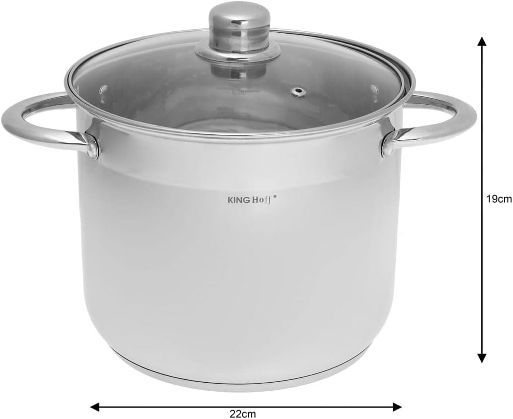 6 Stk. Gastro Töpfset Stock pot 7L 5L 4L KINGHOFF KH-4309