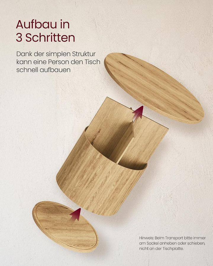VASAGLE Couchtisch rund, 80 cm Wohnzimmertisch, Tambour-Design | Geschwungene Form, einfache Montage