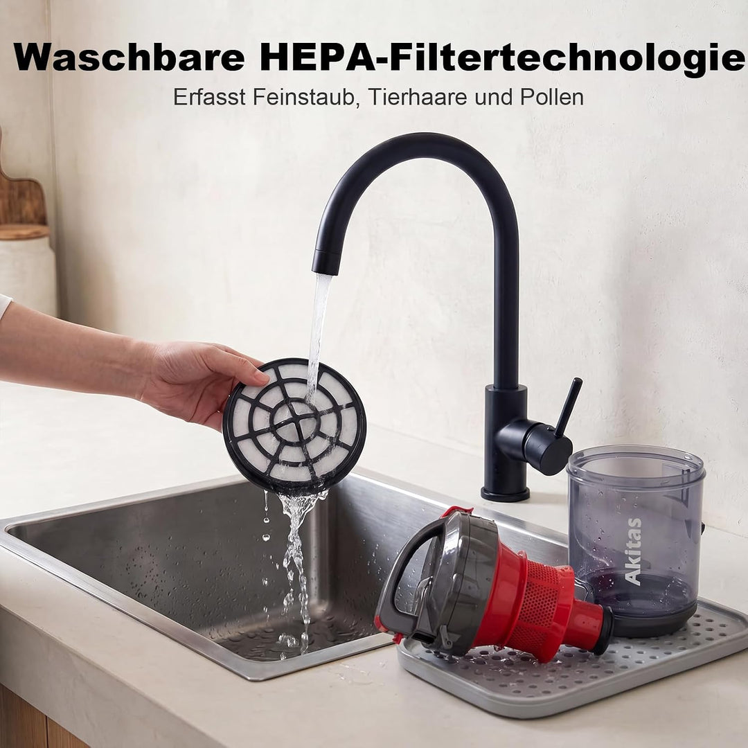 Akitas 800W Leistungsstarker beutelloser Zylinderstaubsauger Staubsauger mit deutschem Wessel Werk D