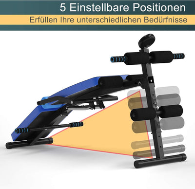 COSTWAY Sit Up Bank klappbar, Trainingsbank 5 stufig höhenverstellbar mit Monitor, Fitnessbank, Schr