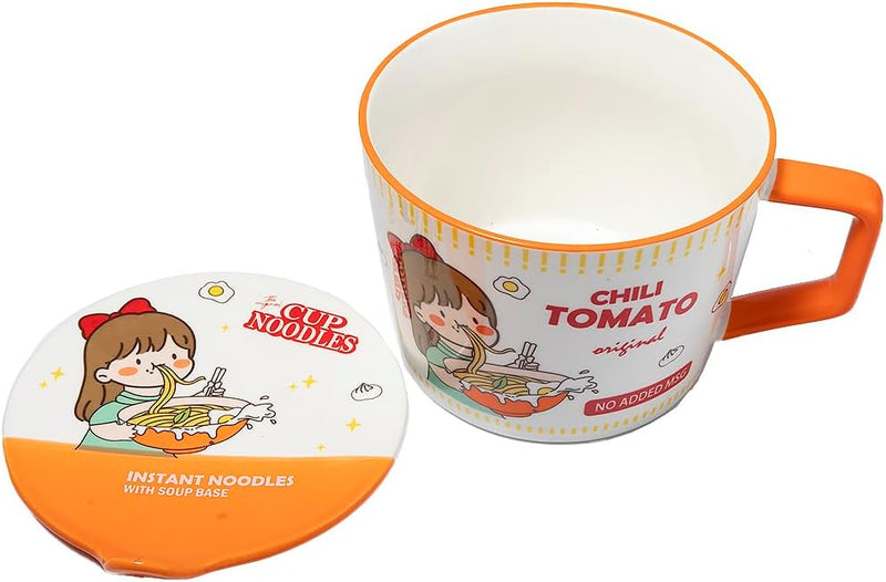 lachineuse - Instant-Nudel-Schale – japanische Ramen-Schale & chinesische Nudeln mit Besteck & Decke