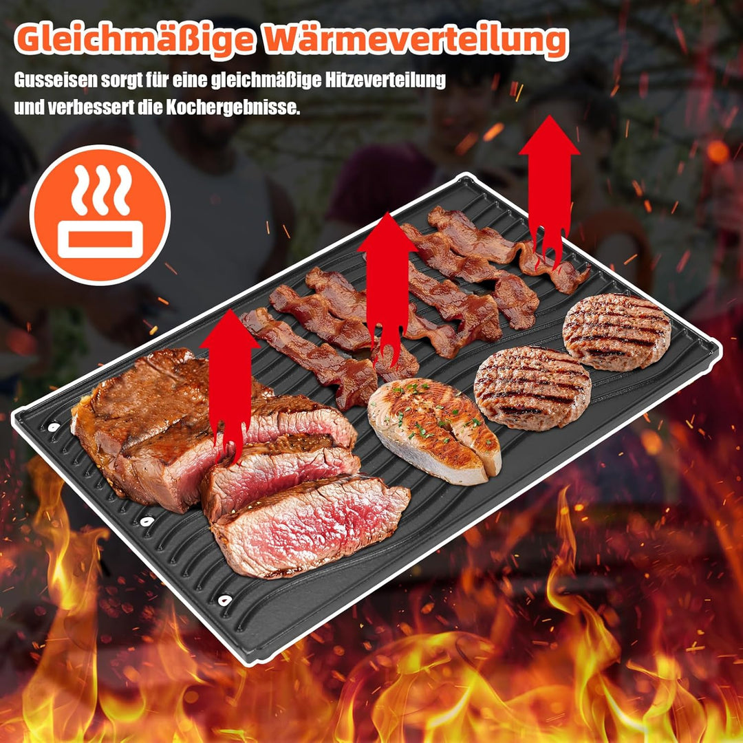 GFTIME 45x29.2cm Hochwertige Gusseisen Grillplatte für Napoleon Rogue 425 525 625, Freestyle, Gusspl