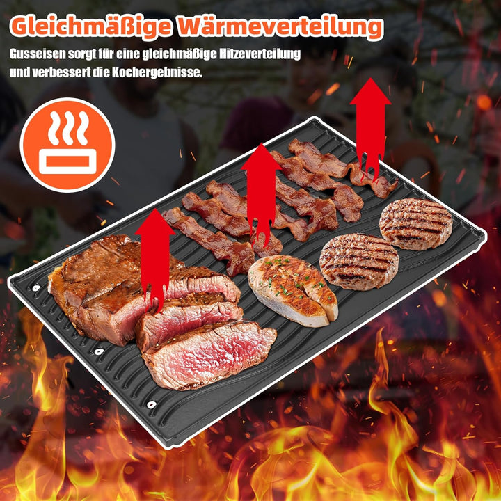GFTIME 45x29.2cm Hochwertige Gusseisen Grillplatte für Napoleon Rogue 425 525 625, Freestyle, Gusspl