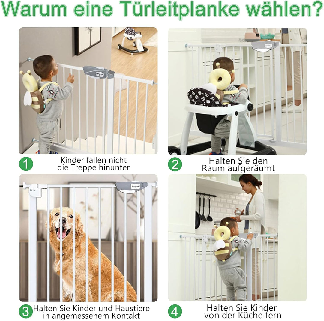 XMTECH Türschutzgitter Ohne Bohren Treppengitter für Kinder 105-115cm breit，Auto-Close Baby Türgitte