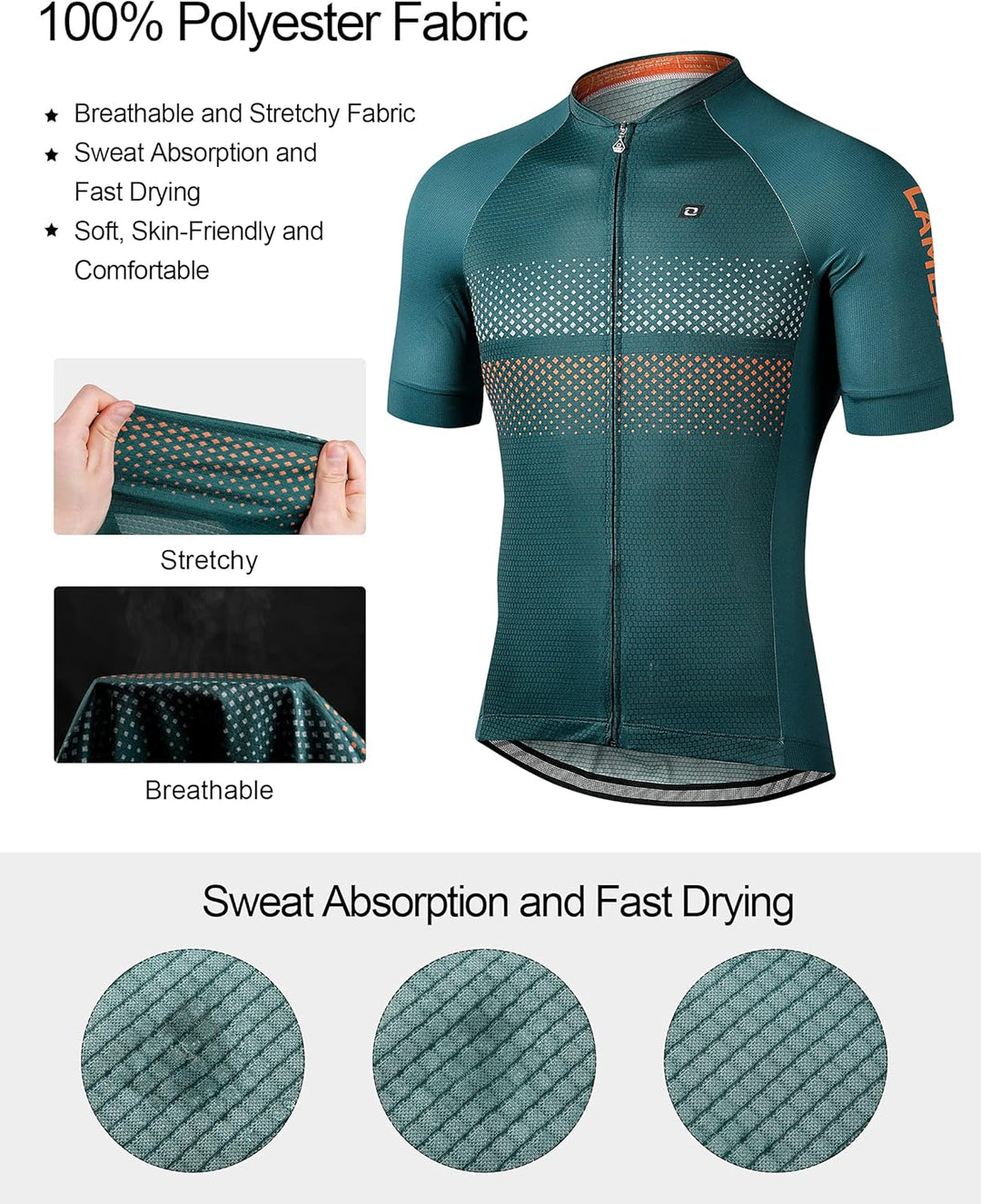 LAMEDA Kurzarm Radtrikot Herren Damen T-Shirt Atmungsaktiv Schnell Trocknen Hautfreundlich Material