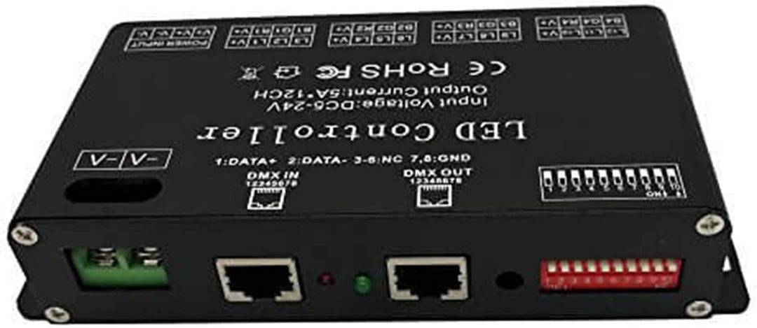 12 Kanal DMX Decoder,DMX512 Decoder RGB LED Controller 60A PWM DMX512 Dimmertreiber für RGB LED Stre