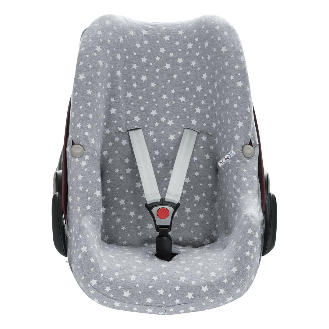 JYOKO KIDS Baumwollbezug für Autositz kompatibel mit Pebble Maxi Cosi, Bebe Confort (White Star), Wh