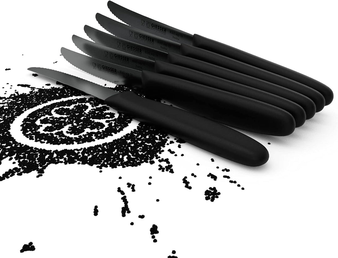 Giesser seit 1776 - Made in Germany - Tomatenmesser 6er Set schwarz, Klinge 11 cm, rutschfest, klein