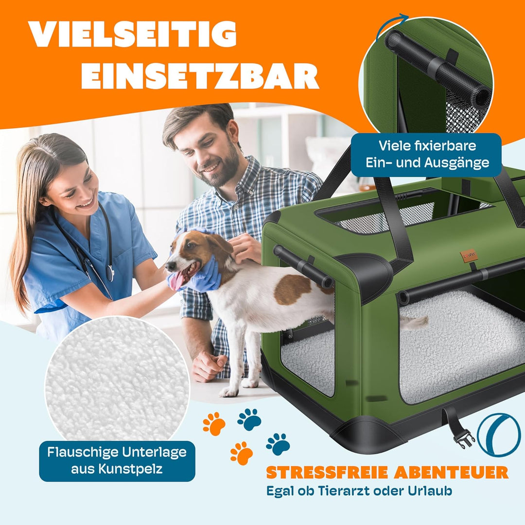 Lovpet® Transportbox Hund Katze Transporttasche XXL 91,4x63,5x63,5cm | Hunde-Tragetasche Faltbare Ka