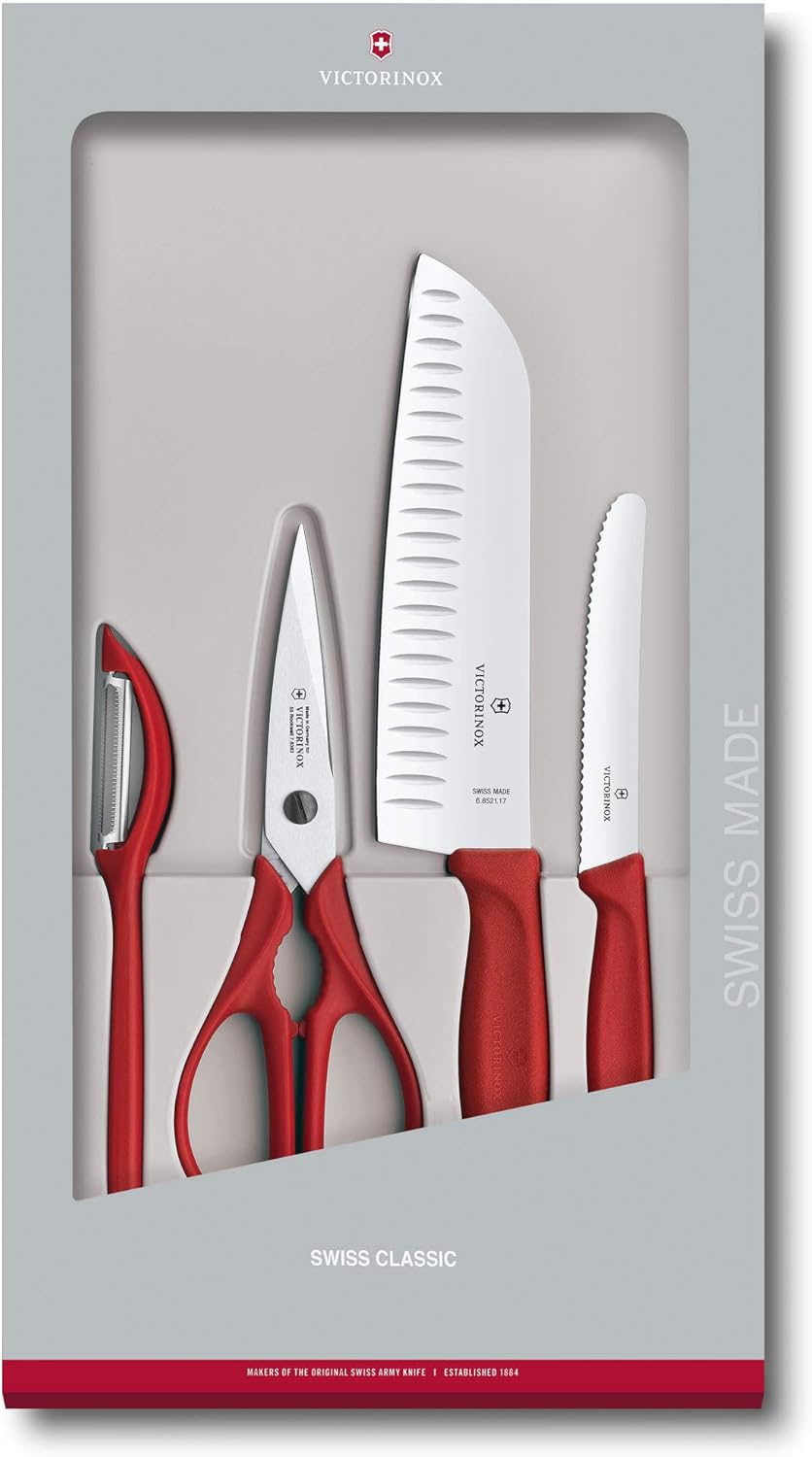Victorinox Swiss Classic Küchengarnitur in Geschenkverpackung, 4-teilig, rostfrei, schwarz, 6.7133.4