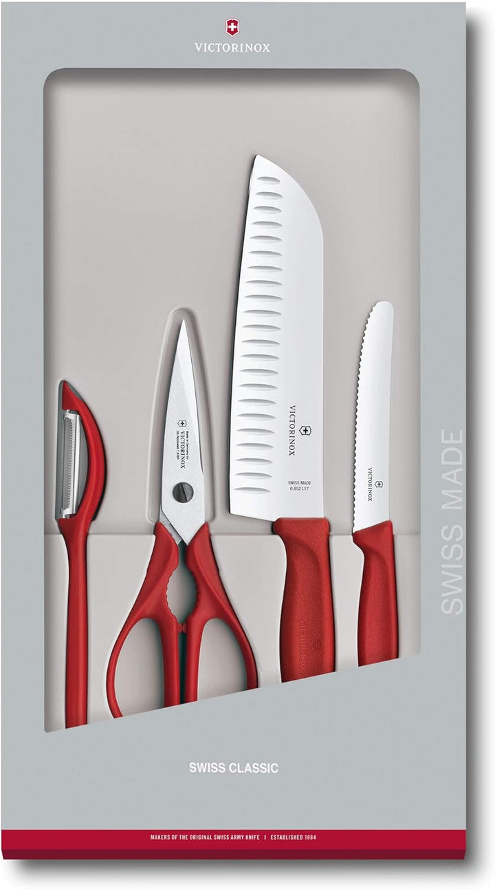 Victorinox Swiss Classic Küchengarnitur in Geschenkverpackung, 4-teilig, rostfrei, schwarz, 6.7133.4
