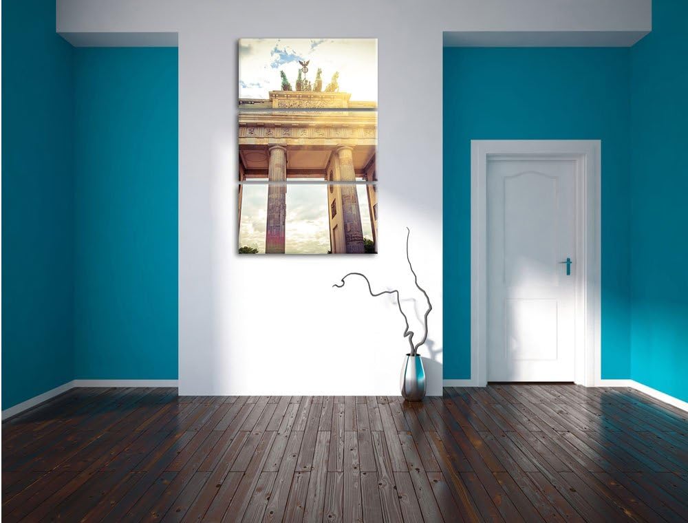 Pixxprint Brandenburger Tor Berlin als Leinwandbild/Grösse: 3 Teilig (120x80 cm) cm/Wandbild/Kunstdr